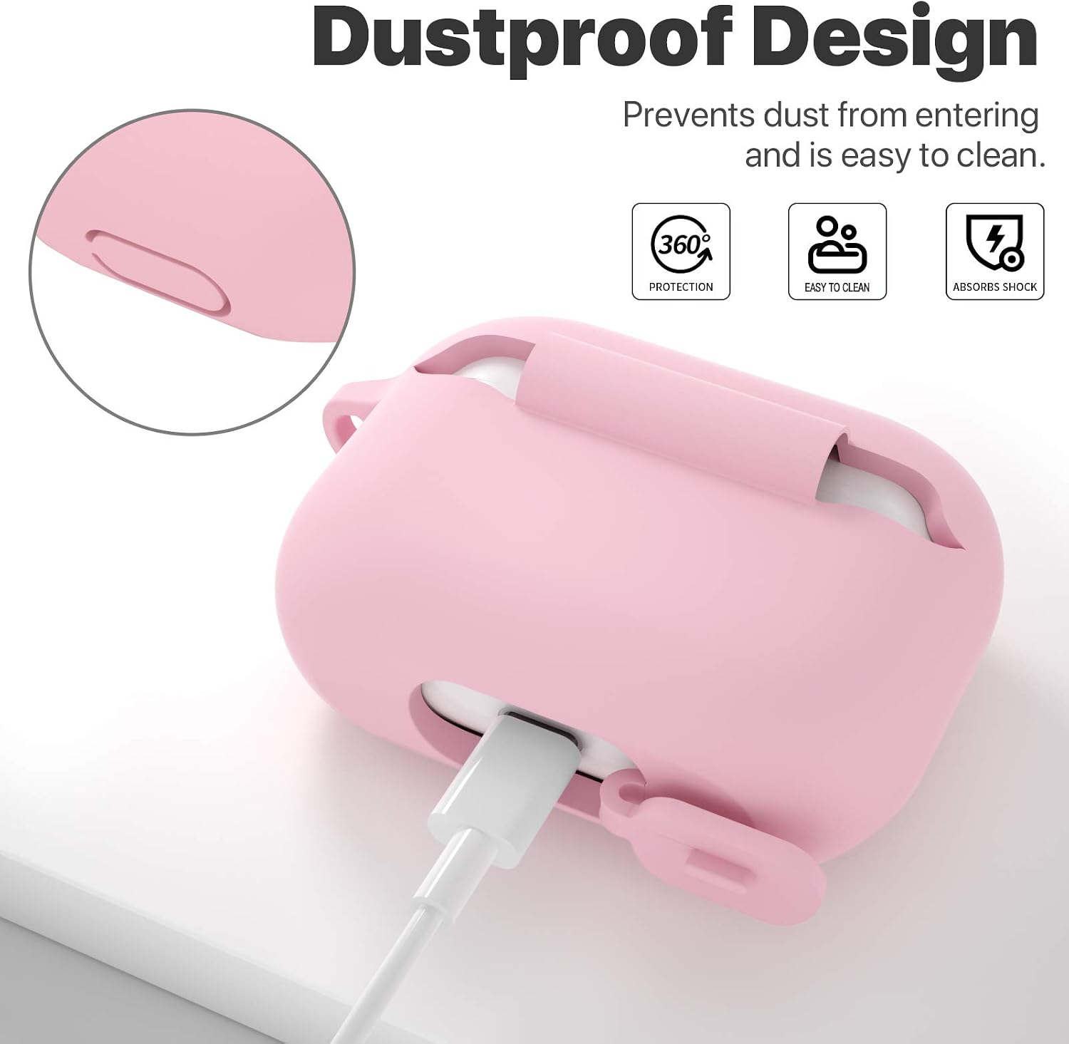 for AirPods Pro 1st/2nd Generation Case Cover, Protective Silicone Skin Accessories with Keychain for Women Men for Apple AirPods Pro 2019/2022 Charging Case,Front LED Visible-Pink