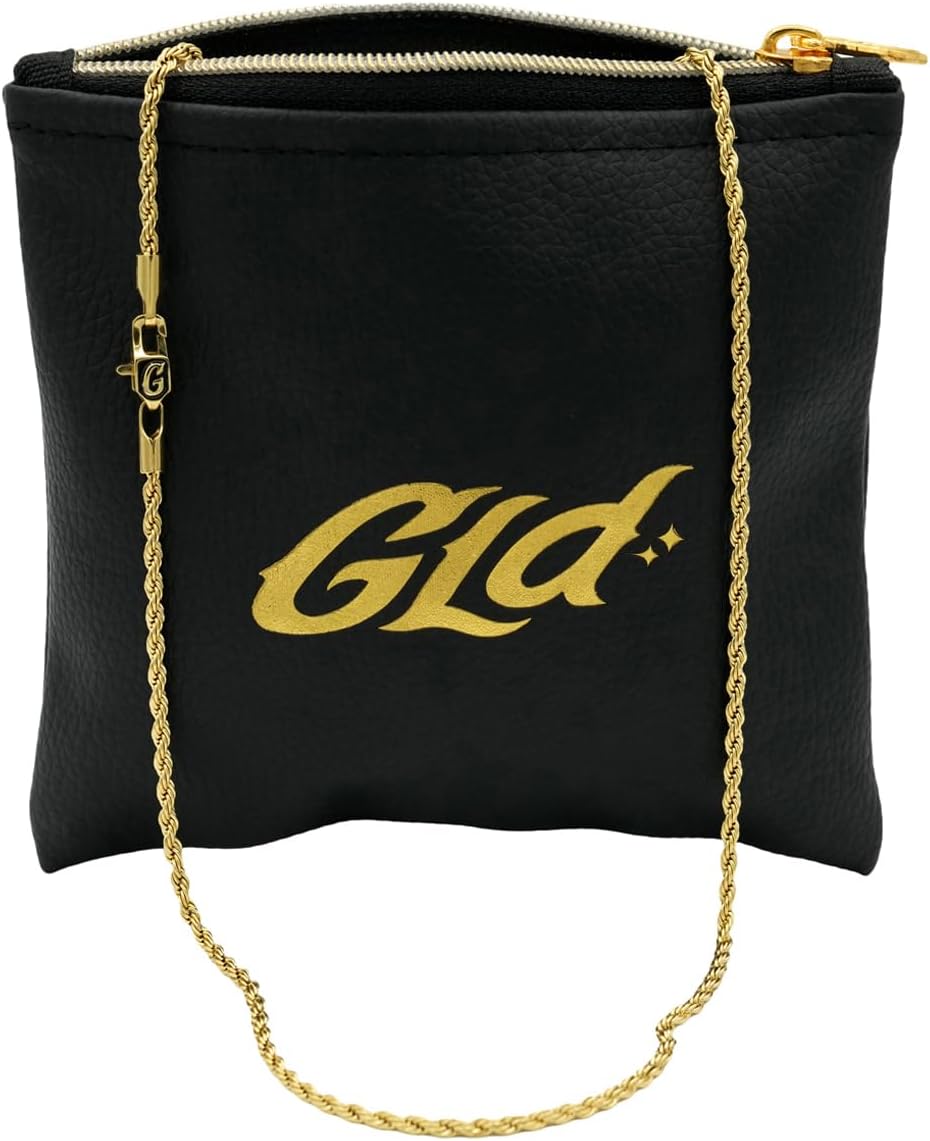 GLD Rope Chain - Gold-Plated Rope Chain with Exclusive Storage Travel Pouch - Snatch-Proof Clasp, Sweat-Proof and Fade-Resistant - Lifetime Quality, Designed in Miami