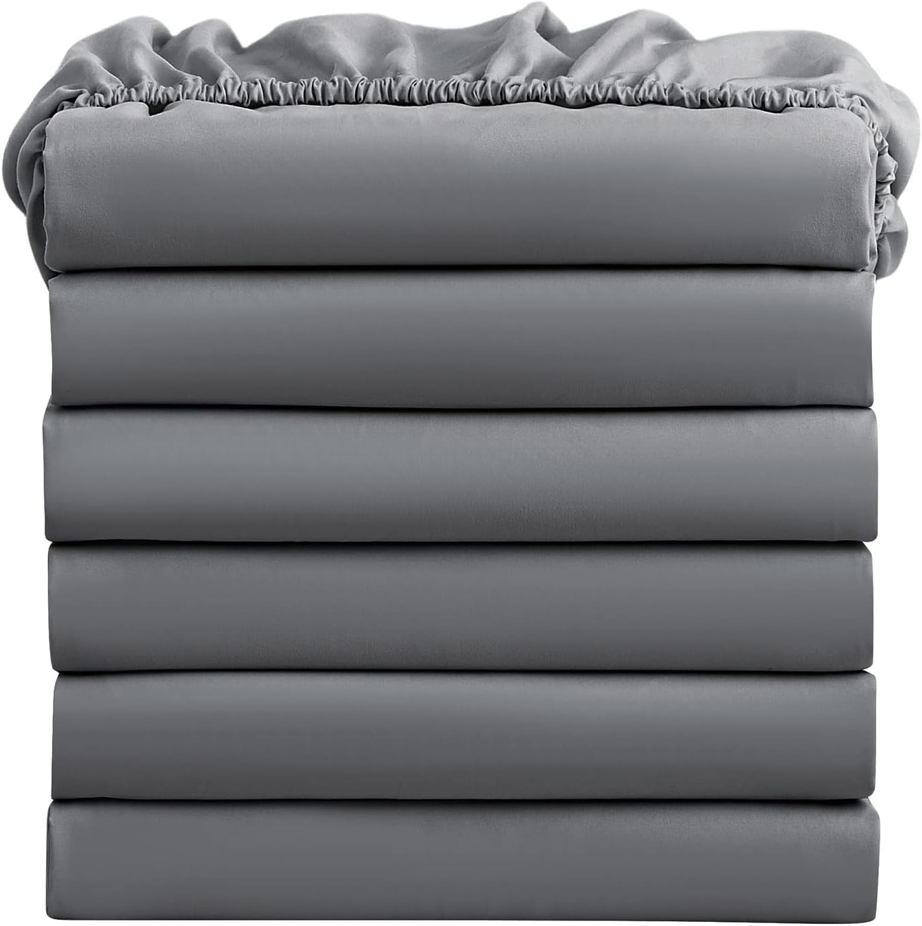 FreshCulture Twin Fitted Sheets, Bulk Pack of 6, Deep Pocket, Soft Microfiber Bottom Sheets for Home, Salons, Hotels, Twin Size Fitted Sheets Only (Dark Grey)