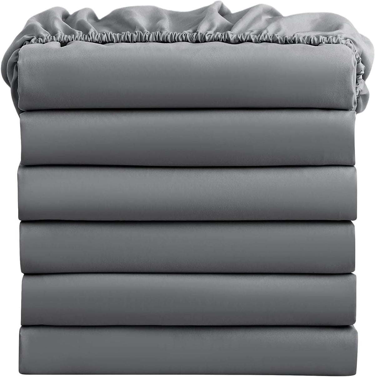 FreshCulture Twin Fitted Sheets, Bulk Pack of 6, Deep Pocket, Soft Microfiber Bottom Sheets for Home, Salons, Hotels, Twin Size Fitted Sheets Only (Dark Grey)