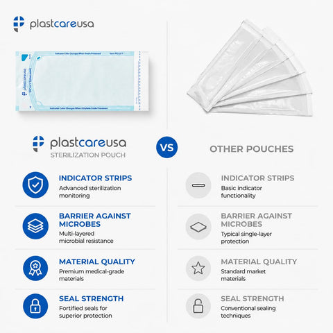 1000 5.25 x 10 Self Sealing Sterilization Pouches - Autoclave Sterilizer Bag Pouch for Sterilizing Dental Medical Instruments and Cleaning Tools - Latex-Free, Color Changing Indicator by PlastCare USA