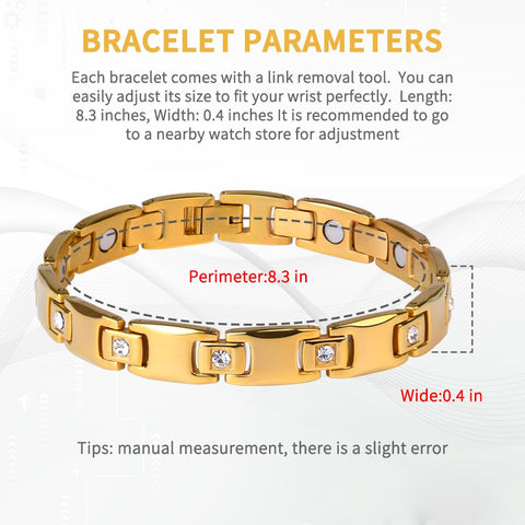 QIAOZILI Women's Ultra Strength Magnetic Bracelet, Stainless Steel Magnetic Bracelets for Women, Adjustable Length with Sizing Tool Fashion Accessories, Therapy Jewelry with Gift Box