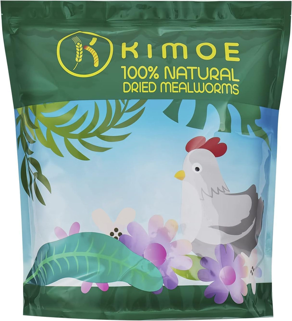kimoe Non-GMO Bulk Dried Mealworms 5lbs Bag for Chickens, Ducks & Wild Birds — 100% Natural High-Protein Feed to Boost Egg Production, Feather Health & Immunity