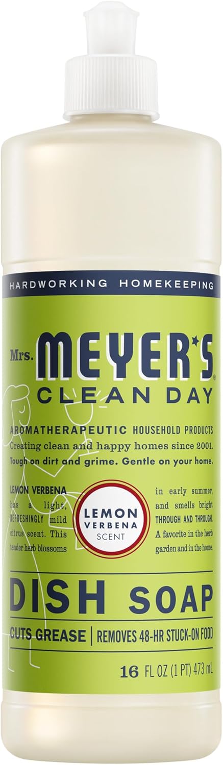 MRS. MEYER'S CLEAN DAY Liquid Dish Soap, Lemon Verbena, 16 fl. Oz