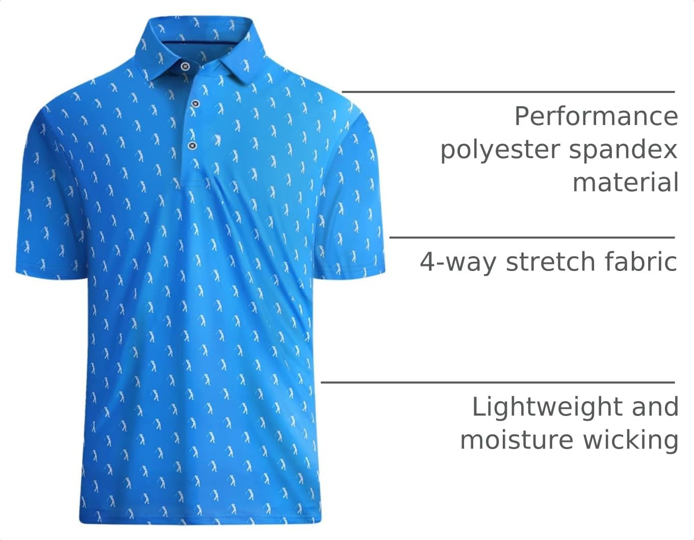 Mens Golf Shirts Short Sleeve Moisture Wicking Dry Fit Performance Athletic Polo Shirt