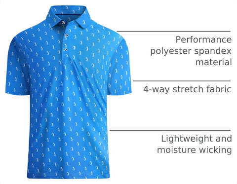 Mens Golf Shirts Short Sleeve Moisture Wicking Dry Fit Performance Athletic Polo Shirt