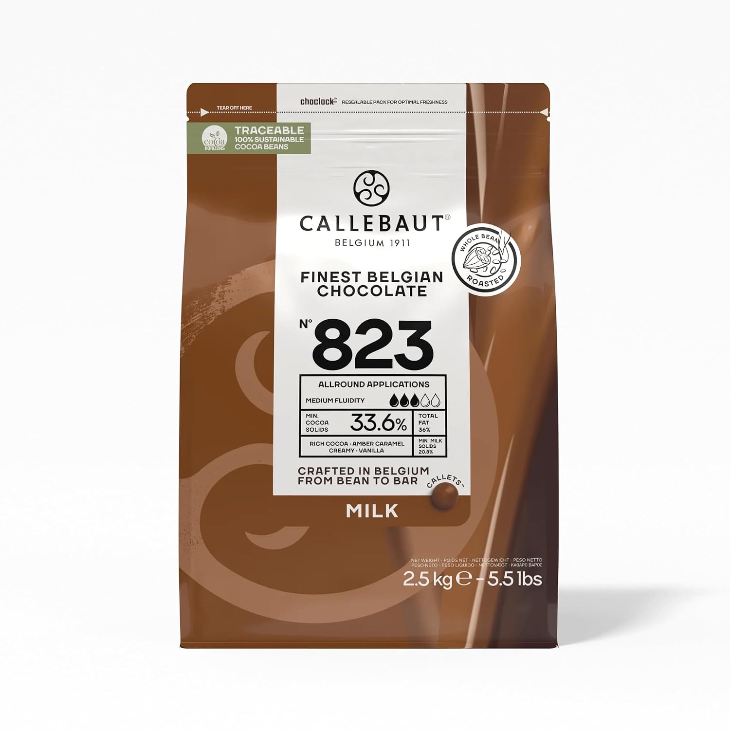 Callebaut No. 823 Finest Belgian Milk Chocolate Callets 2.5kg Bag