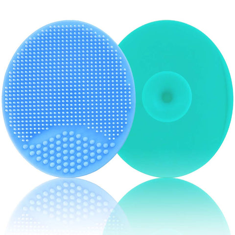 Baby Bath Brush, Baby Cradle Cap Brush, Silicone Massage Brush, Silicone Scrubbers Exfoliator Brush, Baby Skin Scrubbers for Dry Skin and Cradle Cap (Large-Blue & Green)