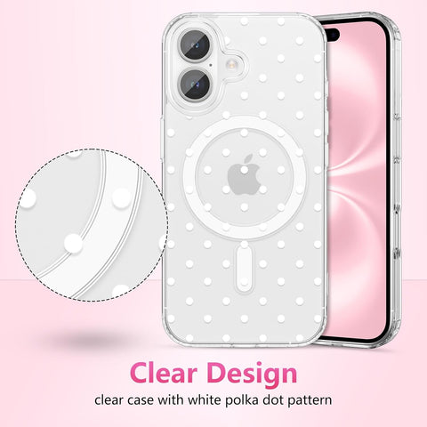 ZTOFERA Cute Polka Dot Case for iPhone 16 6.1",White Dot