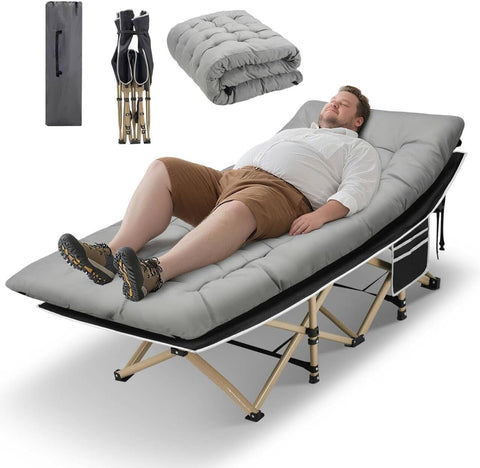 HABUTWAY Camping Cots for Adults, 600lbs Capacity, Folding Camping Cot with Mattress, Sleeping Cots for Adults with Carry Bags for Travel,Beach,Patio,Home Office,Nap Time