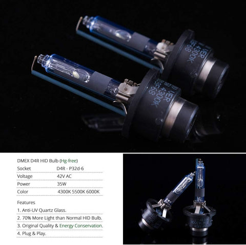 DMEX D4R HID Headlight Bulbs 6000K Cool White Xenon 35W 66450 42406 90981-20029 Replacement - 2pcs (Not fit Halogen Headlamp)