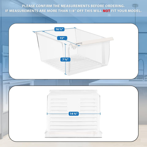 Upgraded Lifetime Appliance 2188656 (Upper) & 2188664 Crisper Bin (Lower) Compatible with Whirlpool Refrigerator - WP2188656, WP2188664
