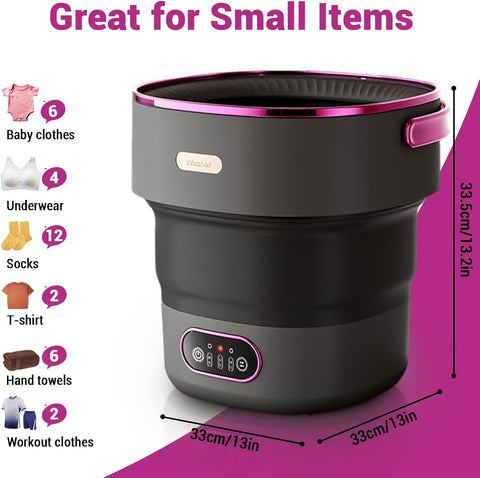 Portable Washing Machine, 13 L Foldable Mini Washer with with 4 Modes and Spin Basket Deep Cleaning of Underwear Baby Clothes and Small Clothes for Apartments Dorm RV Travel Hotel Laundry Black Purple