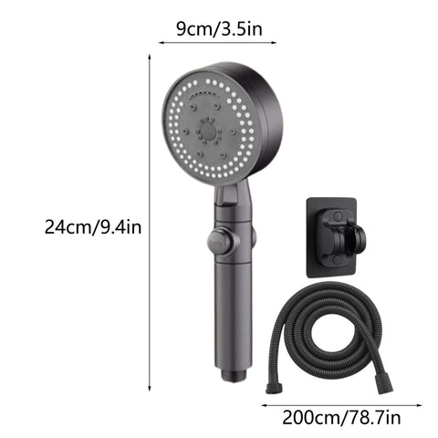 Generic Handheld High Pressure Shower Head, Built in 78in Long Hose And Adjustable Holders, 8 Spray Modes, Body Coverage Powerful Rain Showerhead, Top Spray (Gray)