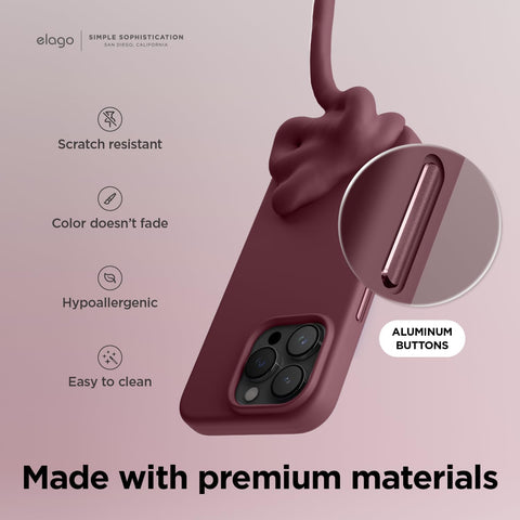 elago Premium Magnetic Silicone Case for iPhone 15 Pro Burgundy