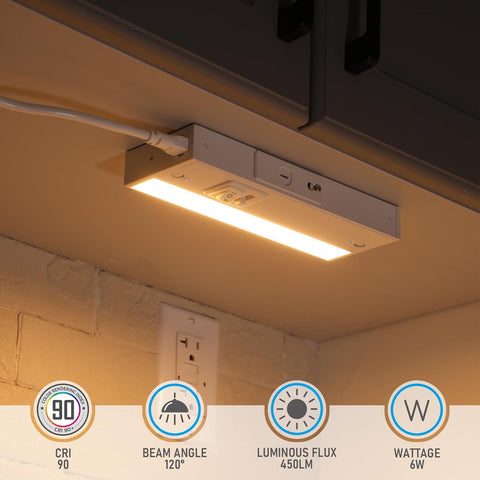 TORCHSTAR 4-Pack 8 Inch 5CCT LED Under Cabinet Lighting Aluminum, White