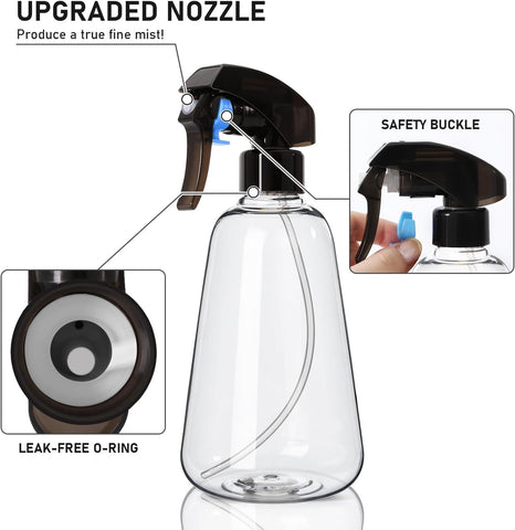 Spray Bottle 2 Pack, 16oz - Ultra Fine Mist, Plant Mister Indoor, Funnel