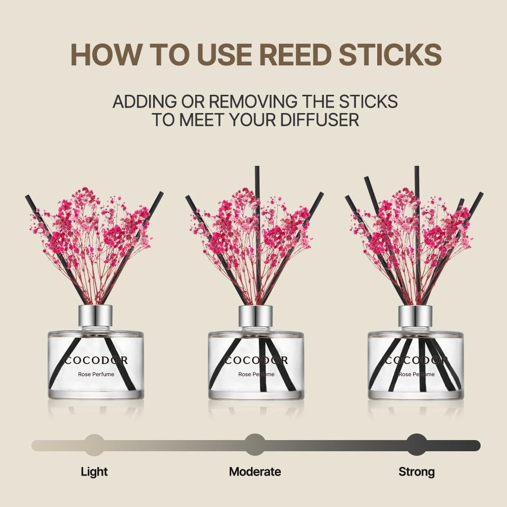 COCODOR Flower Reed Diffuser Set / 6.7oz / Cashmere Vanilla/Scent Diffuser with Sticks Home Fragrance Reed Diffuser for Bathroom Shelf Decor