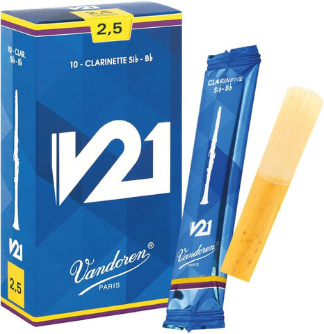 Vandoren CR8025 Bb Clarinet V21 Reeds Strength 2.5, Box of 10