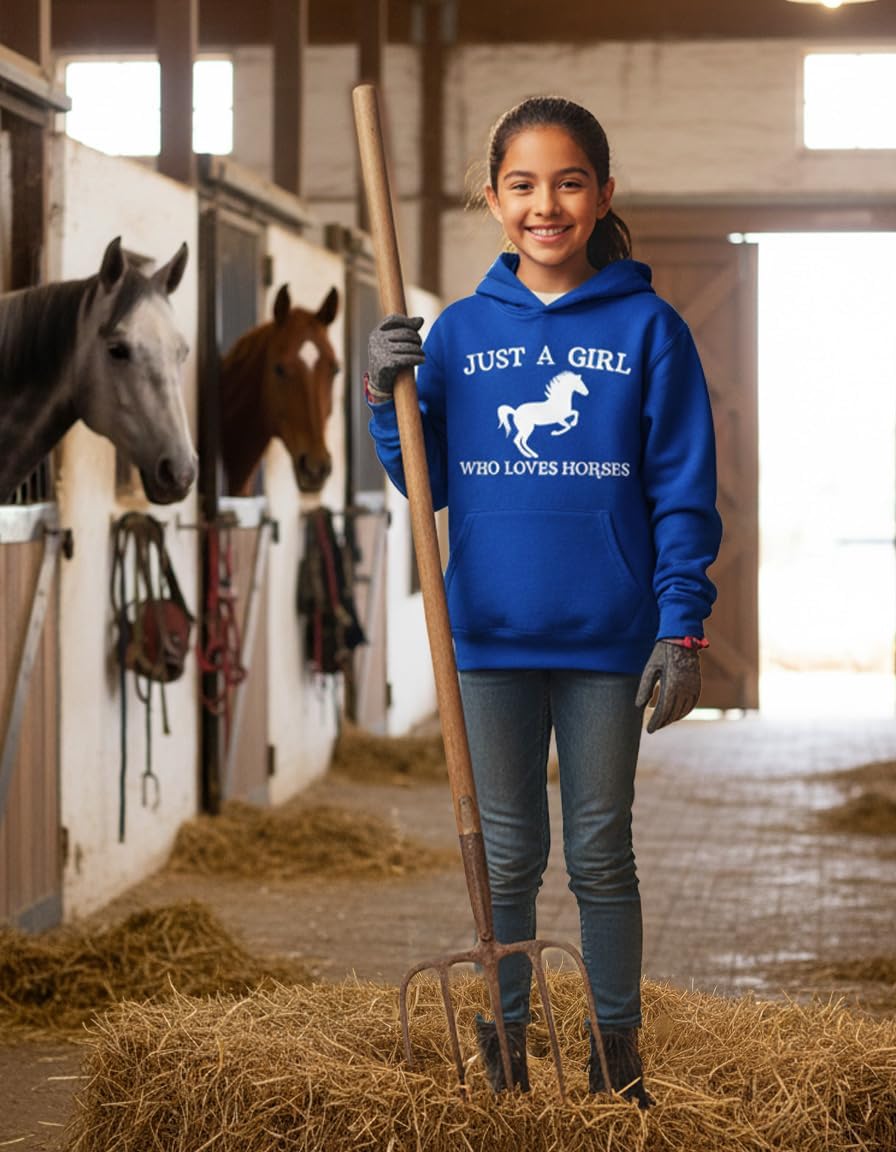 Tstars Girl Who Loves Horses Hoodie Youth Girls Equestrian Riding Pony