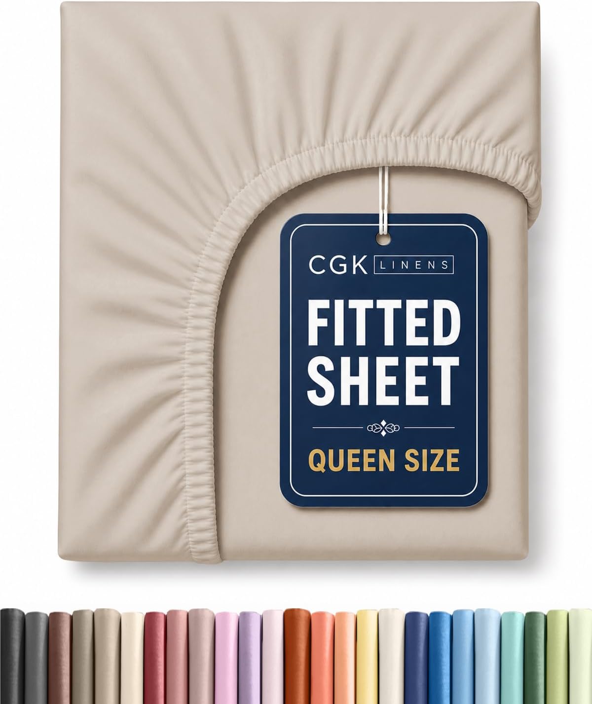 Queen Fitted Sheet - Single Fitted Sheet Only - 8-16" Deep Pockets - Wheat