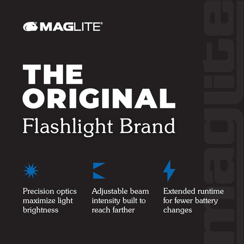 MagLite High Lumens LED Flashlight – ML300L 4-Cell D Flashlight with Adjustable Focus for Precise Beam, Long Battery Life, Water-Resistant for Emergency, Outdoor, and Camping – Black