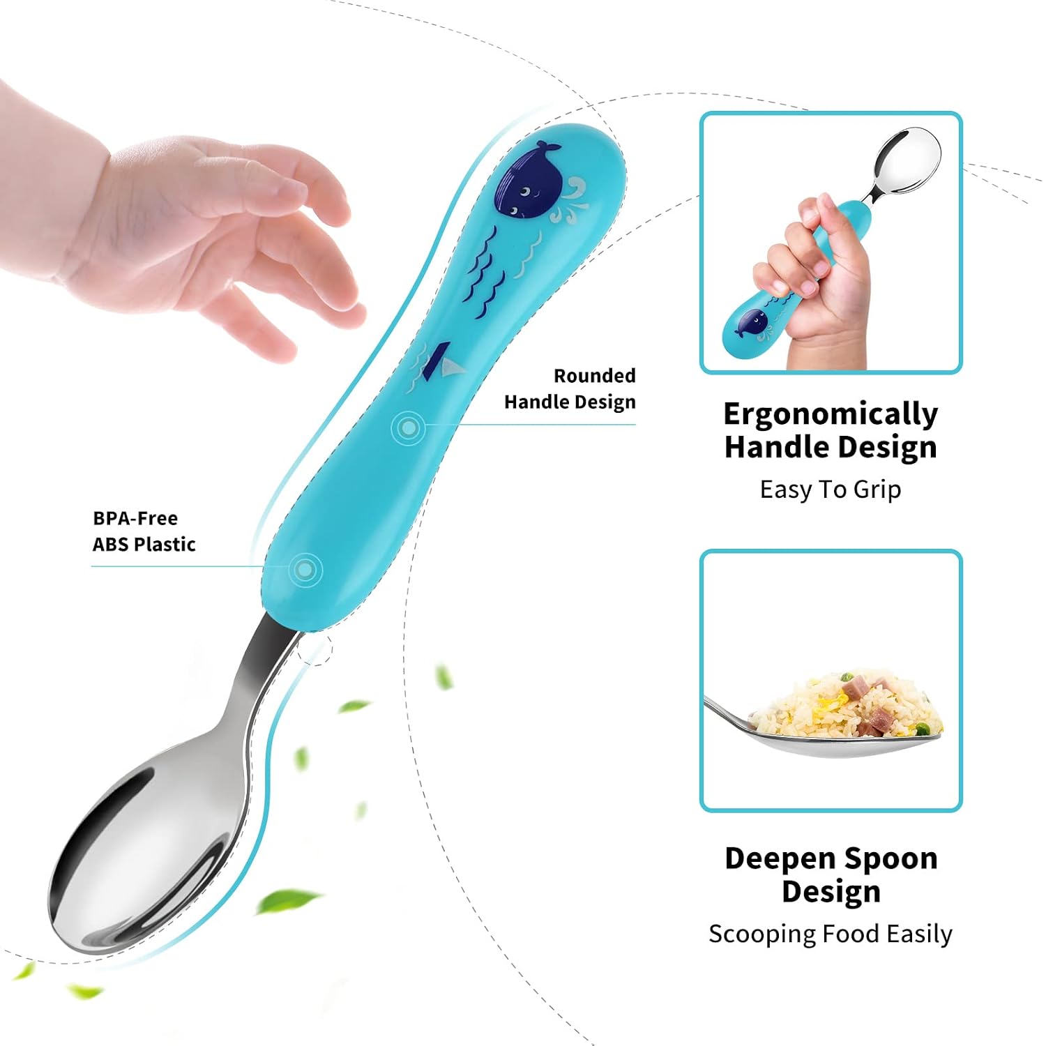 Lehoo Castle Toddler Utensils, 6-Pieces Kids Silverware Set (Ocean)