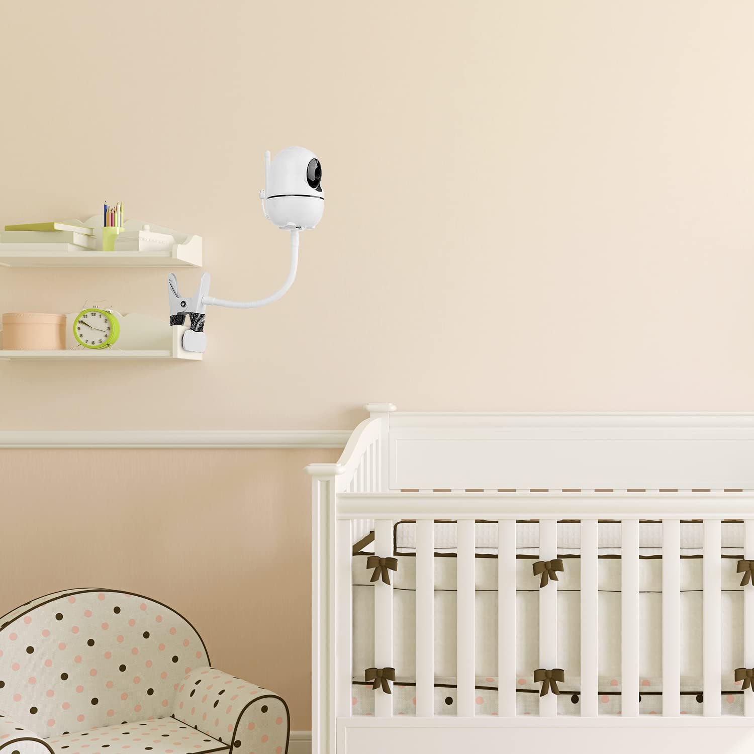 Flexible Baby Monitor Mount Compatible with HelloBaby HB65/HB6550/HB6558/HB66/HB248,ANMEATE SM935E/SM650 Monitor,Baby Camera Mount,Baby Clip Mount Without Tools or Wall Damage
