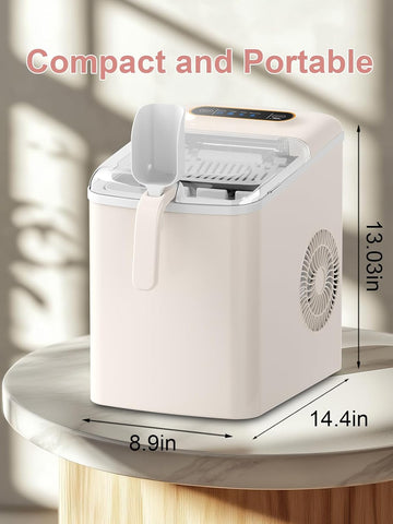 F.W.WOOLWORTHS Countertop Ice Maker, Portable Ice Cube Machine, White
