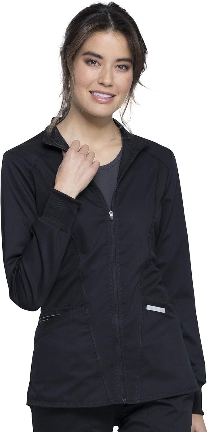 Cherokee Revolution Scrub Jacket for Women Zip Front Stretch