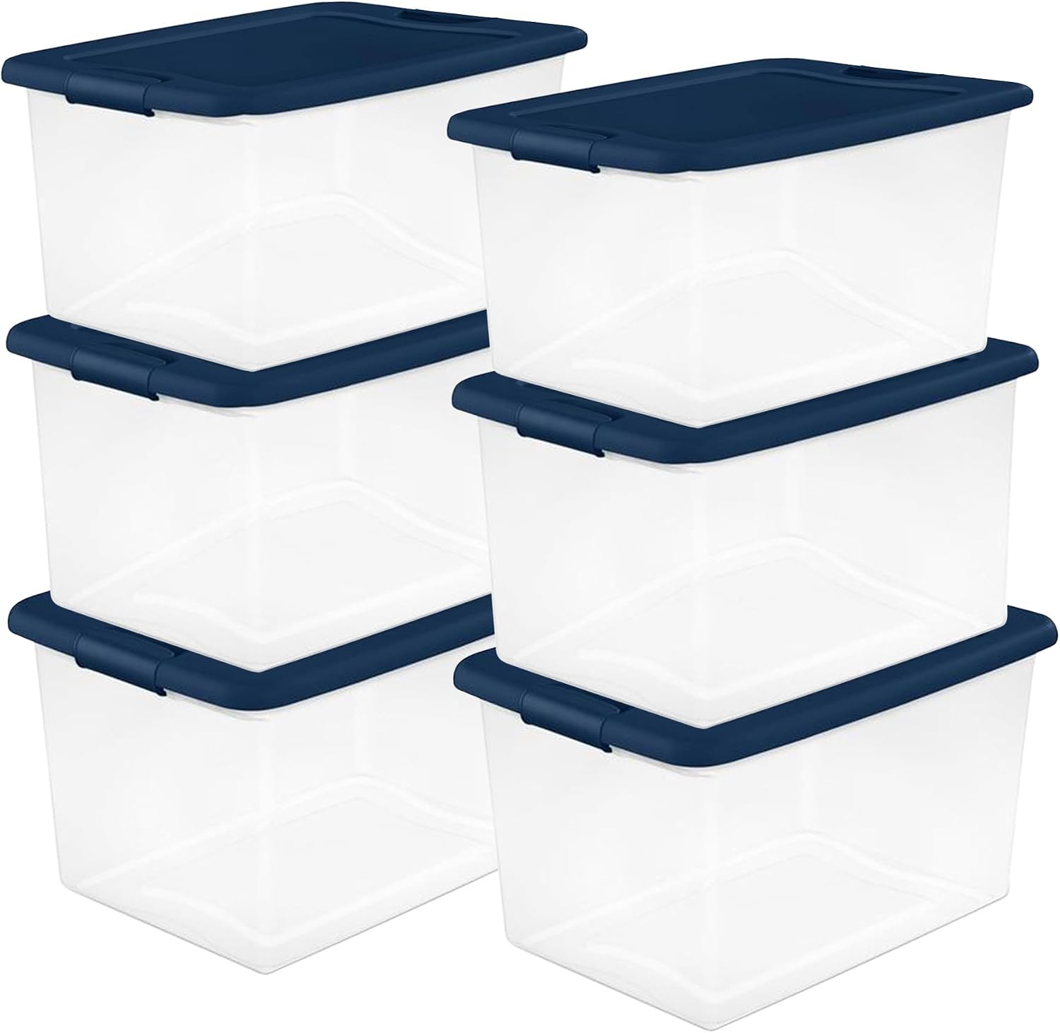 Sterilite Color Program, Large Clear Plastic Storage, 64 Quart, 6-Pack