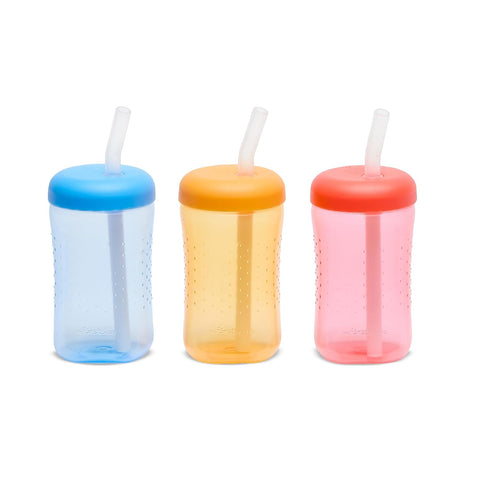The First Years Squeeze & Sip Straw Cups - Blue/Orange/Red - 3 Count