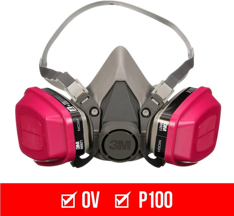 3M P100/OV Odor/Particulate Multi-Purpose Reusable Respirator 65021, NIOSH-APPROVED Organic Vapor Cartridge, Medium