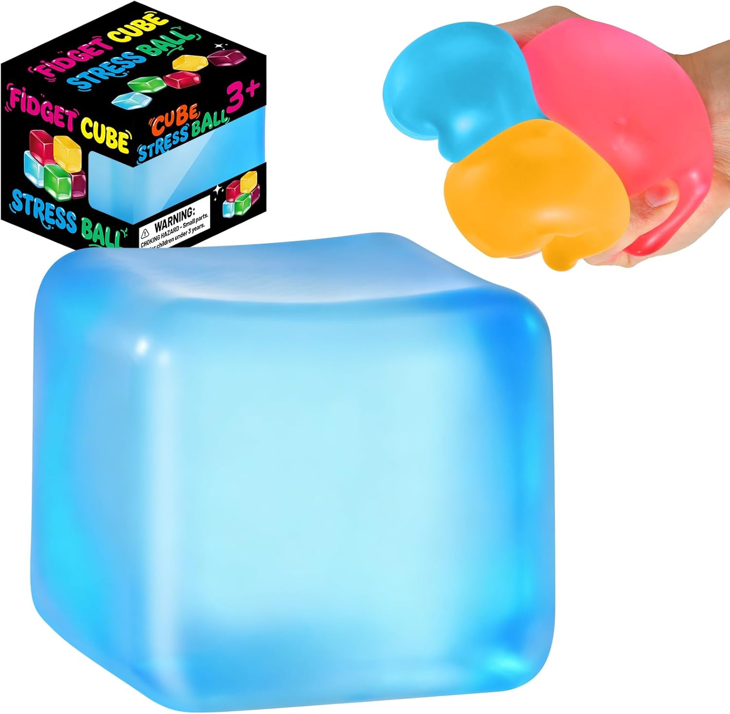 Squishy Stress Cube for Adults, Squishy Slow Rising Squishy Fidget Toys, Squeeze Toys for Classroom Prizes Party Favors Birthday Gifts(Blue)