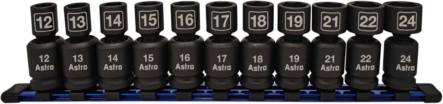 Astro Pneumatic Tool 78244 11Piece 1/2" Drive Nano Pinless Universal Impact Sockets - Metric