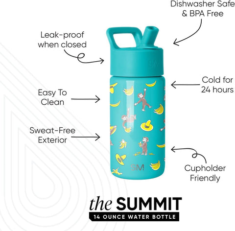 Simple Modern Curious George Kids Water Bottle & Toddler Cup | 14oz