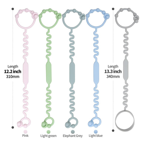 Toy Straps, Pacifier Holder Clip with Self-Adjusting Bayonet, Pure Silicone Material Without BPA; Can Be Used for Teethers, Feeding Bottles, Toys, High Chairs(Blue-3ps)