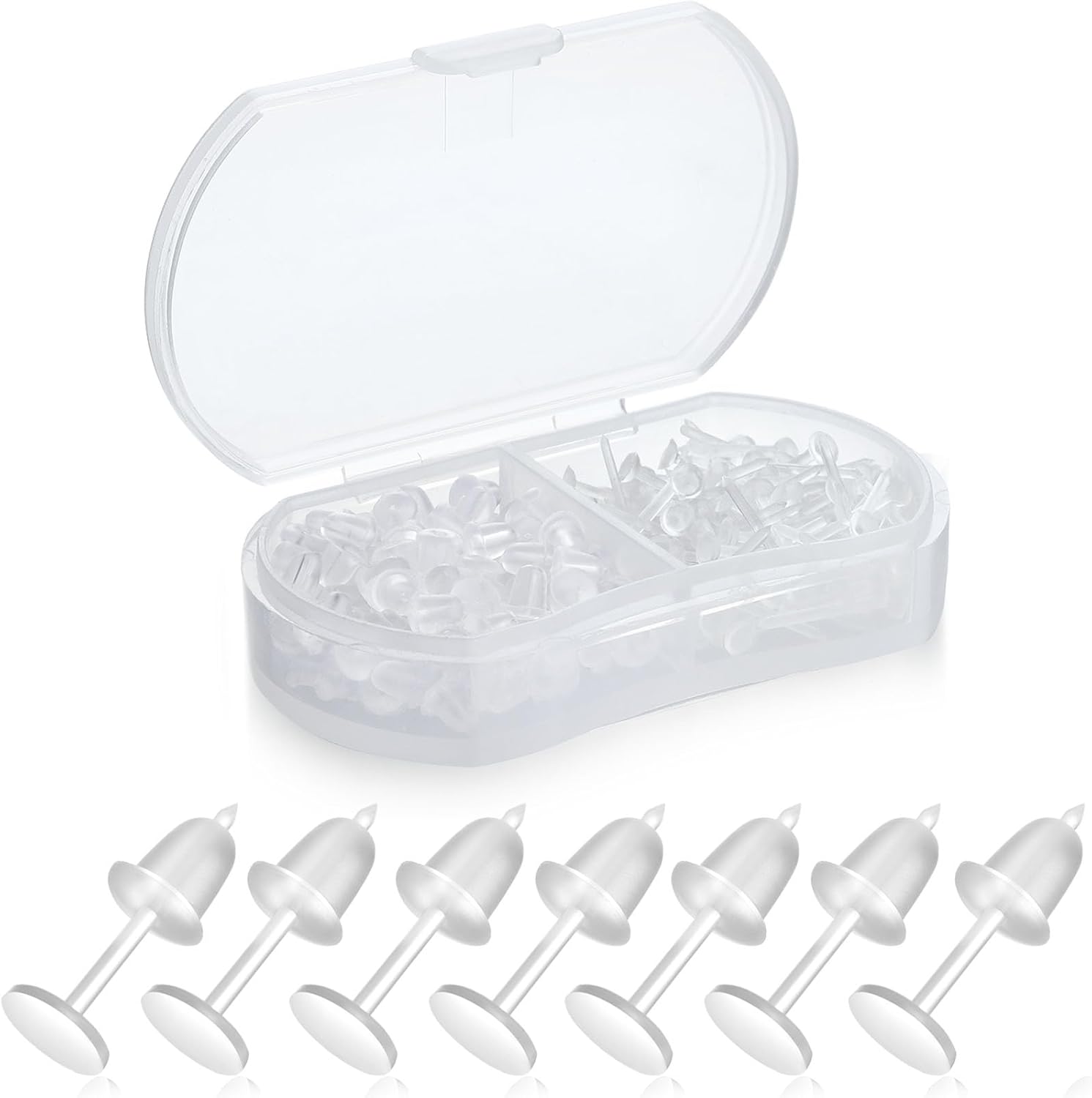 5mm Plastic Earrings for Sports - Clear Post Studs, Flat Silicone Rubber Earrings for DIY