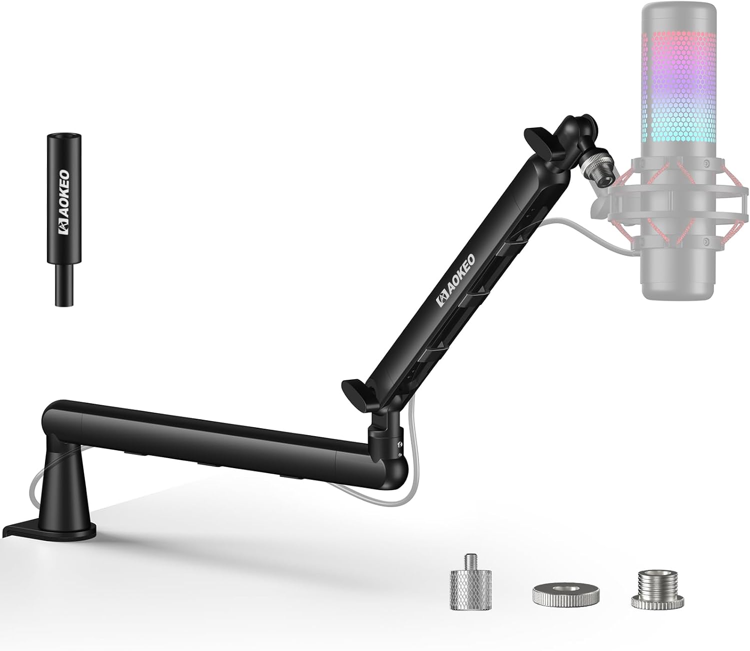 Microphone Arm,Aokeo AK-55 Desk Low Profile Adjustable Mic Boom Arm Stand,Suitable For Blue Yeti,Snowball iCE, HyperX QuadCast,SoloCast,Elgato Wave,Etc