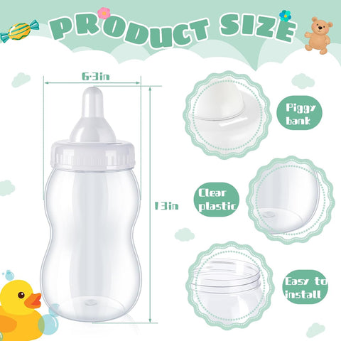 Tessco for you 2 Pcs 13in Jumbo Baby Bottle Bank Baby Shower, White