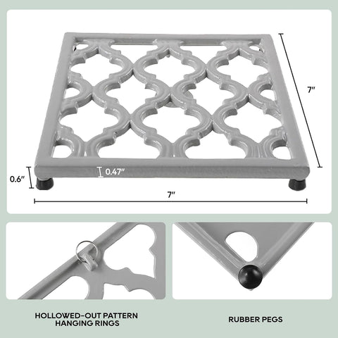 JOGREFUL Cast Iron Trivet, Kitchen Pot Heat Resistant Mat Classic Gray