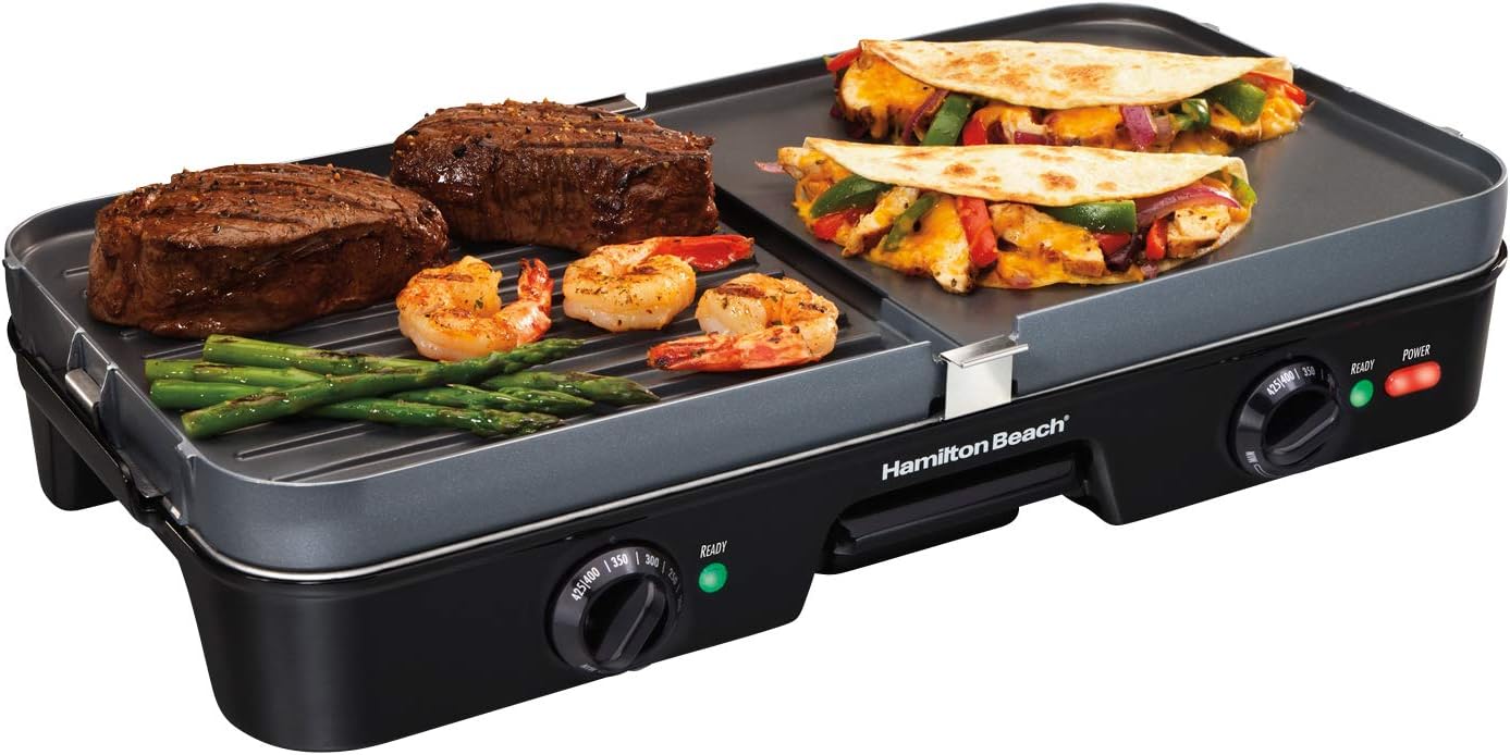 Hamilton Beach 3-in-1 Electric Indoor Grill + Electric Griddle