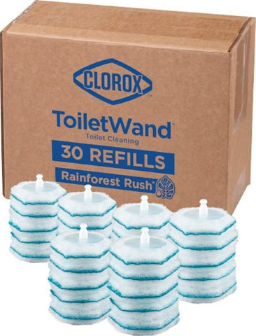 Clorox ToiletWand Disposable Toilet Cleaner Refills, Rainforest Rush Scent, 30 Count, Kills 99.9% of Germs, Touch-Free Toilet Cleaning