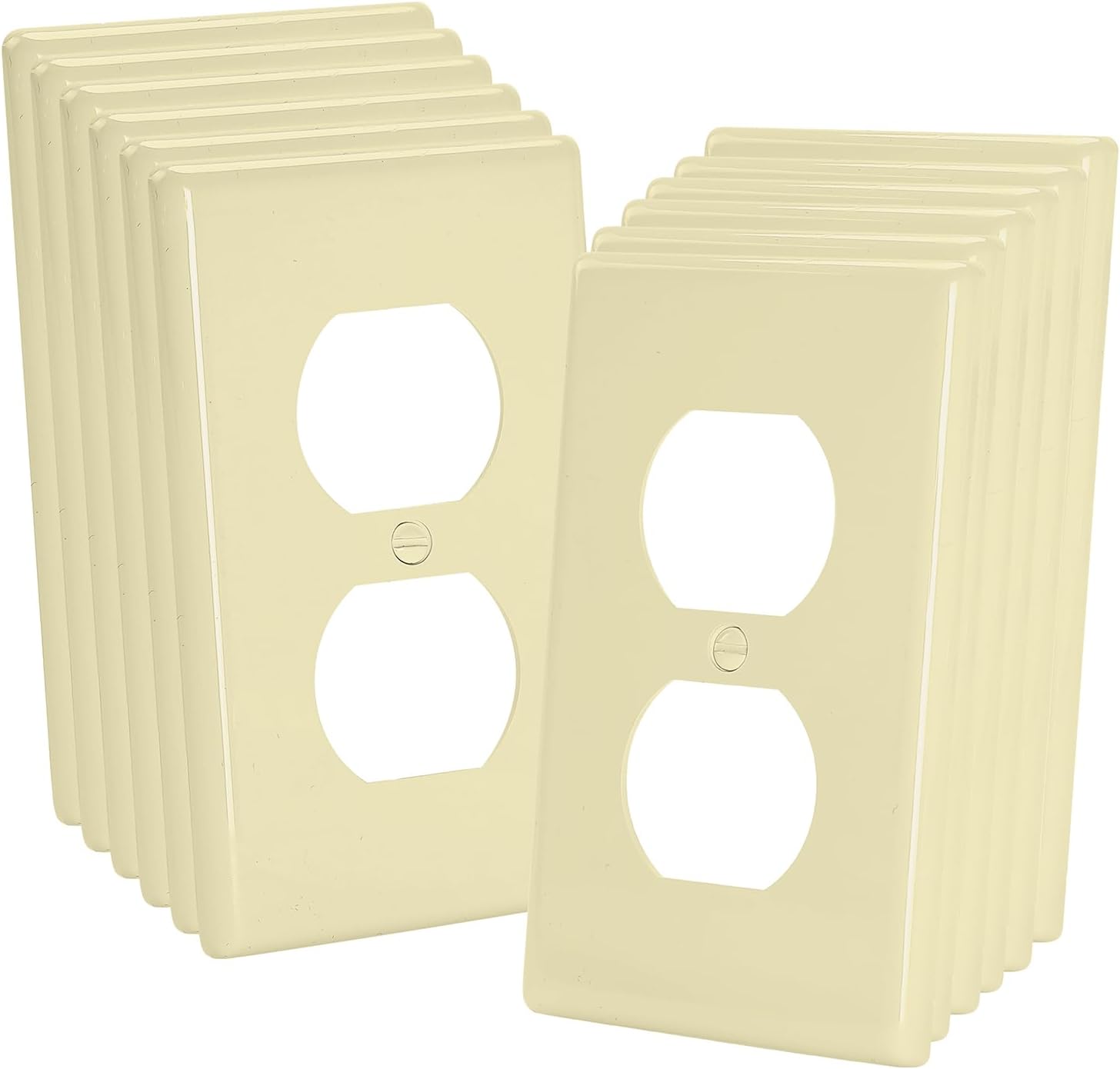 Bates- Duplex Wall Plate, 5.5" x 3.5"/Over Size, 12 Pack, Ivory, Electrical Outlet Cover Plates, Wall Outlet Cover