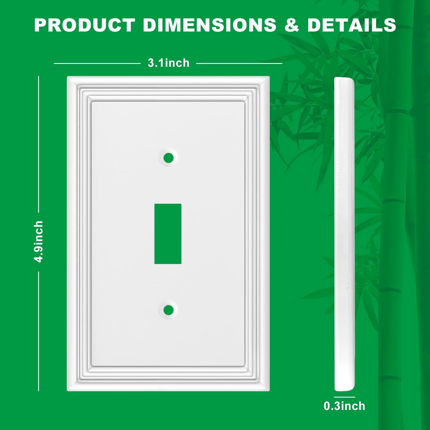 OKAYZIP White Decorative Single Toggle Light Switch Covers Wall Plate