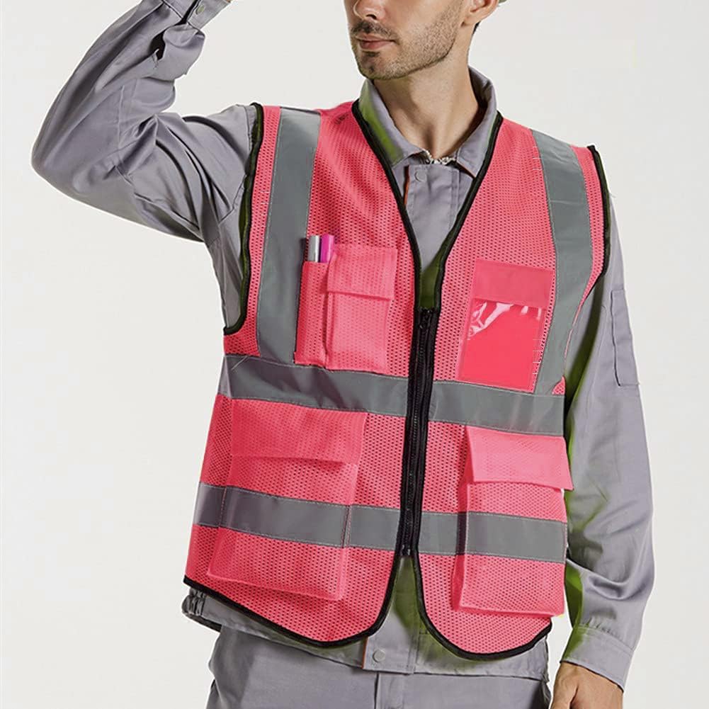 XIAKE Reflective Safety Vest for Men & Women High Visibility Class 2 Vest with Pockets Meets ANSI Standards