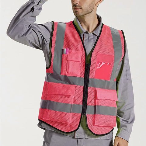 XIAKE Reflective Safety Vest for Men & Women High Visibility Class 2 Vest with Pockets Meets ANSI Standards