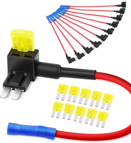 Nilight 10 Pack Micro2 Car Add a Circuit ATR Blade Fuse Tap Adapter | Micro II Fuses Holder with 20Amp Fuse Adding Additional Circuit Without Cutting Splicing Wires