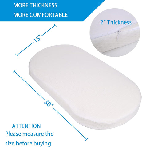 Mecc ecoh Baby Bassinet Mattress, 100% Breathable Cover, Water-Resistant Lining, Oval 30"x15"x2" Fit for Safety 1st/ Delta Children Slumber/Baby Delight Go with Me Slumber Rockin and Moses Basket