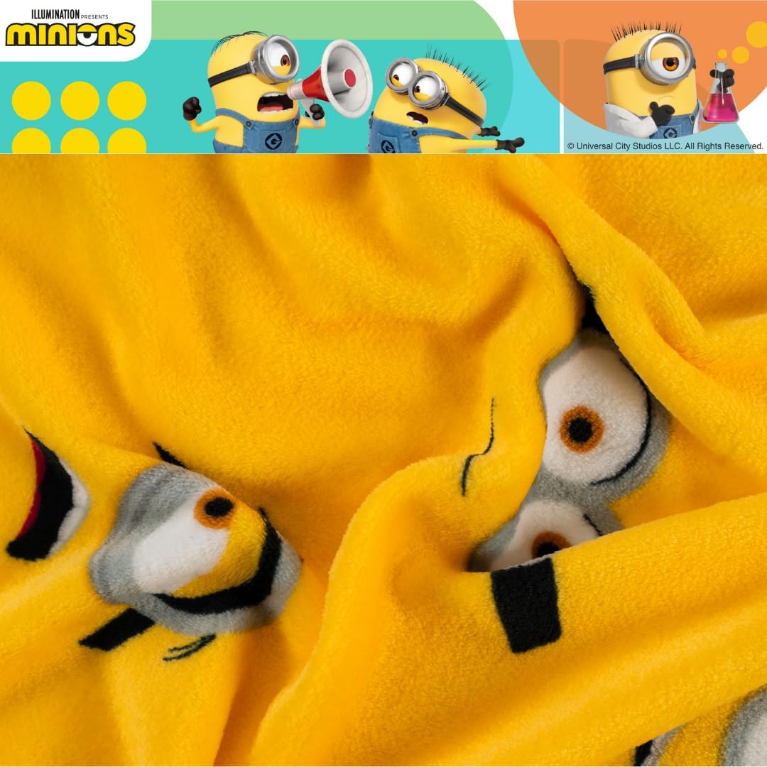 Despicable Me 4 Minions Kids Bedding Super Soft Silk Touch Throw, 40 in x 50 in, (Officially Licensed Product) By Franco